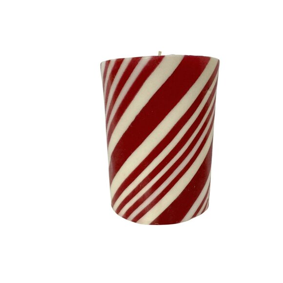 Holiday Christmas Candles Round Ornament & Striped Pillar Design Never Burned - Picture 4 of 4